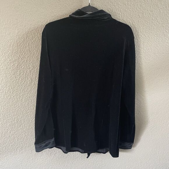 Vtg Quacker Factory Tunic Womens Medium Black Velvet Button Up Whimsigoth Fairy - Picture 2 of 9